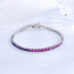Solid Real 925 Silver 3 mm Rainbow Zircon Tennis Bracelet 15/16/17/18/19/20/21 cm Pretty Colorful Fine Jewelry Chain For Women