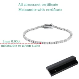 Smyoue 2MM D Color 100% Real Moissanite Tennis Bracelet for Women Lab Diamond Original Silver 925 Jewelry Hip Hop Party Chain