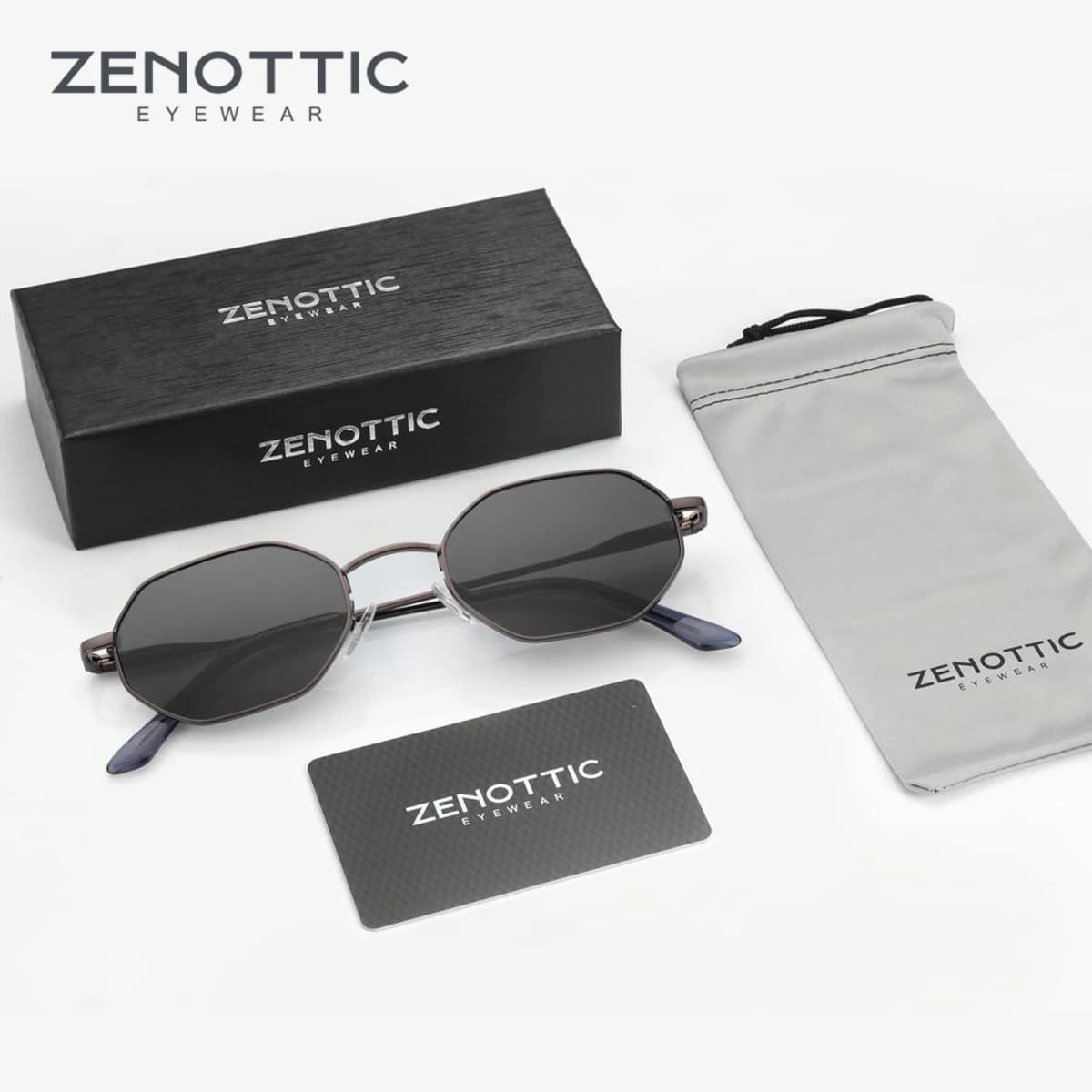 ZENOTTIC Retro Small Polygon Polarized Sunglasses Women Metal UV400 Sun Glasses Men Anti-Glare UV400 Goggles Driving Eyewear