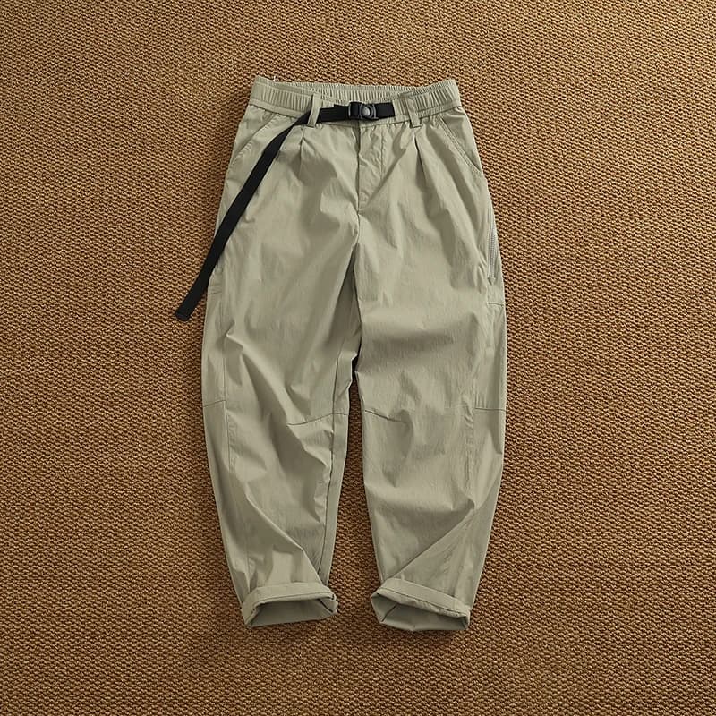 Summer thin outdoor casual pants men's loose micro cone 3D vertical cut micro elastic cargo pants