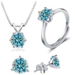 4CT 925 Sterling Silver Jewelry Set VVS1 Full Moissanite Pendant Necklace Ring Earrings for Women Fashion Dating Accessories