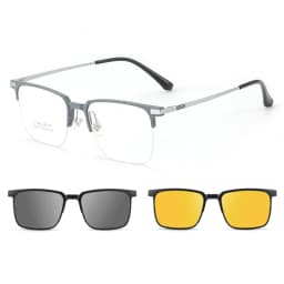 3 In 1 Men Fashion Pure Titanium Glasses Frame With Polarized Clip On Sunglasses And Night Vision Women Eyewear