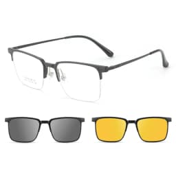 3 In 1 Men Fashion Pure Titanium Glasses Frame With Polarized Clip On Sunglasses And Night Vision Women Eyewear