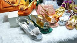 Venus Chan 2024 Italian Design Girly Style Golden Color Wedding Shoes And Bag Full Diamond Decoration Metal Closure Bags