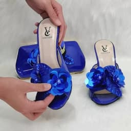 Royal Blue Color Matching Women Shoe and Bag Decorated with Rhinestone African Shoe and Bag Set for Party In Women Italy Shoes