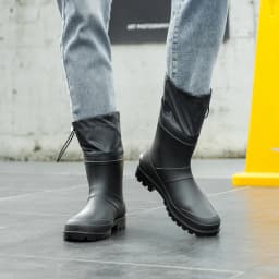 Bun Mouth Anti Slip Men's Short Tube Rain Boots PVC Wear-Resistant Black Closed Mouth Rain Boots Garden Waterproof Shoes