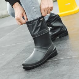 Bun Mouth Anti Slip Men's Short Tube Rain Boots PVC Wear-Resistant Black Closed Mouth Rain Boots Garden Waterproof Shoes