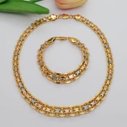 High Grade African Jewelry Women Necklace Bracelet Moderate Size Copper Earring Neck Chain 45CM Hip Hop Wholesale Accessories