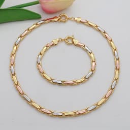 High Grade African Jewelry Women Necklace Bracelet Moderate Size Copper Earring Neck Chain 45CM Hip Hop Wholesale Accessories