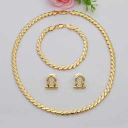 High Grade African Jewelry Women Necklace Bracelet Moderate Size Copper Earring Neck Chain 45CM Hip Hop Wholesale Accessories