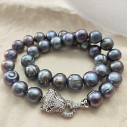 Baroque AAAA+12-11mm Natural Haiti Black Blue Pearl Necklace 925s 16in 18in 20in 22in 24in 35in