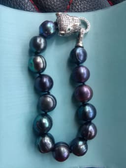 Baroque AAAA+12-11mm Natural Haiti Black Blue Pearl Necklace 925s 16in 18in 20in 22in 24in 35in