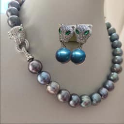 Baroque AAAA+12-11mm Natural Haiti Black Blue Pearl Necklace 925s 16in 18in 20in 22in 24in 35in