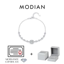 MODIAN 0.8CT D Color Moissanite Luxury Bracelet 925 Sterling Silver Halo Bracelet For Women Bridal Wedding Statement Jewelry