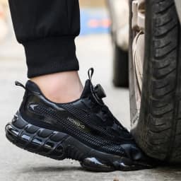 Men's Work Shoes Rotary Buckle Work Sneakers Protective Shoes Safety Industrial Puncture-Proof Anti-Smash Steel Toe Shoes