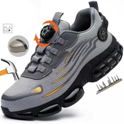Men's Work Shoes Rotary Buckle Work Sneakers Protective Shoes Safety Industrial Puncture-Proof Anti-Smash Steel Toe Shoes