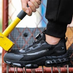 Men's Work Shoes Rotary Buckle Work Sneakers Protective Shoes Safety Industrial Puncture-Proof Anti-Smash Steel Toe Shoes