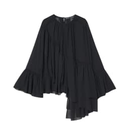 2027 Spring Autumn Women's Vintage Loose Oversized Ruffles Tierred Shirts Lady Elegant Black Brown O-neck Street Layered Blouses