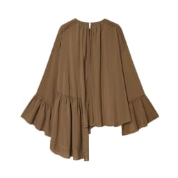 2027 Spring Autumn Women's Vintage Loose Oversized Ruffles Tierred Shirts Lady Elegant Black Brown O-neck Street Layered Blouses