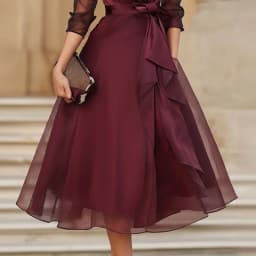 Elegant Lapel Ruffle Mesh Party Dress Woman Spring Solid High Waist Bowknot Flowy Maxi Dress Summer Sheer Sleeve Sexy Boho Dress
