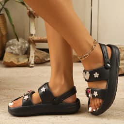 Summer Women Slippers Diamond Bear Floral Heart Decor Sandals Vacation Beach Parties Home Versatile Multi-Color Women Slides
