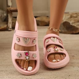 Summer Women Slippers Diamond Bear Floral Heart Decor Sandals Vacation Beach Parties Home Versatile Multi-Color Women Slides