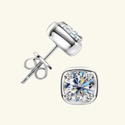 JoiasHome 2CT Moissanite Sugar Cube Earrings 925 Sterling Silver Simple Shiny Jewelry Valentine's Day Gift