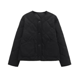 ETJ 2025 Spring new women's vintage crewneck quilted cotton-padded loose version of quilted casual jacket
