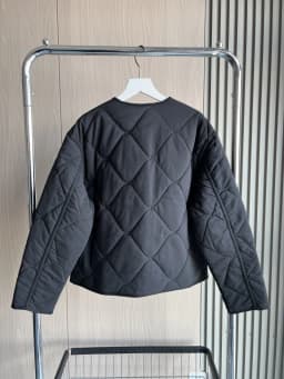 ETJ 2025 Spring new women's vintage crewneck quilted cotton-padded loose version of quilted casual jacket