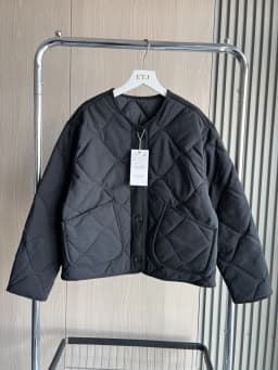 ETJ 2025 Spring new women's vintage crewneck quilted cotton-padded loose version of quilted casual jacket