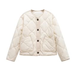 ETJ 2025 Spring new women's vintage crewneck quilted cotton-padded loose version of quilted casual jacket
