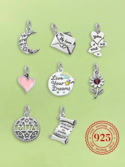Adjustable 925 Sterling Silver Vintage Pendants Love Letter Daisy Scroll Charms Beads Fit Original Bracelet Necklace DIY Jewelry