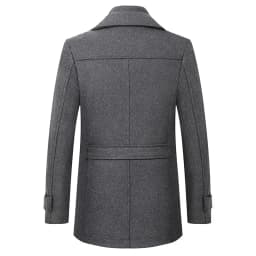 2026 Autumn Winter Men's Double Collar Woolen Coat Medium Length Style Casual Cotton Thickened Warm Outdoor Pure Color Coat