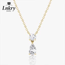 Lnkry Exquisite 2.5ct Pear Cut Moissanite Necklace For Women Clear Two-stone Pendant Necklaces 14k Gold Filled Neck Jewelry