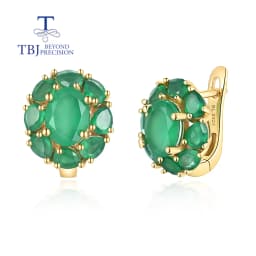 Summer natural green agate earrings for women and girl Elegant and noble 925 sterling silver fine jewelry gifts