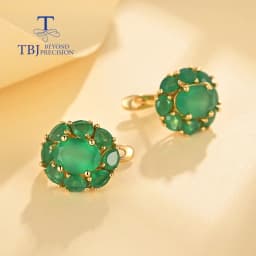 Summer natural green agate earrings for women and girl Elegant and noble 925 sterling silver fine jewelry gifts