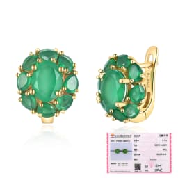Summer natural green agate earrings for women and girl Elegant and noble 925 sterling silver fine jewelry gifts