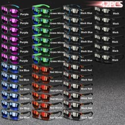 42PCS Fashion Vintage Square Sunglasses Men Women Fishing Driving Man Luxury Brand Designer Sun Glasses Retro Eyewear