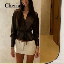 Casual Chic Satin V Neck Shirts Women Long Sleeve Loose Blouses Fashion 2026 Spring Elegant Blousas