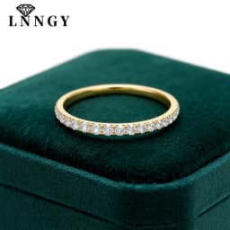 Lnngy Certified 2MM Moissanite Half Eternity Ring 14K Gold Filled Stackable Engagement Rings For Women Wedding Band Jewelry Gift