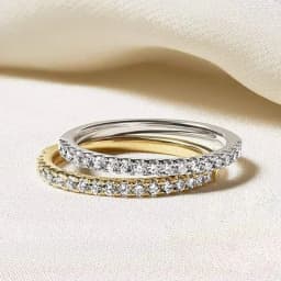 Lnngy Certified 2MM Moissanite Half Eternity Ring 14K Gold Filled Stackable Engagement Rings For Women Wedding Band Jewelry Gift