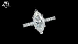 AnuJewel 3ct D Color Marquise Cut Moissanite Ring 925 Sterling Silver Engagement Wedding Ring for Women Birthday Jewelry Gift