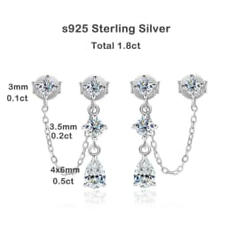 KNOBSPIN D VVS1 Moissanite Earrings for Women GRA Certified Pear Cut Pendant Tassel Earring Solid s925 Silver Dainty Ear Ring