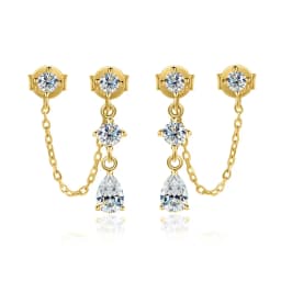 KNOBSPIN D VVS1 Moissanite Earrings for Women GRA Certified Pear Cut Pendant Tassel Earring Solid s925 Silver Dainty Ear Ring