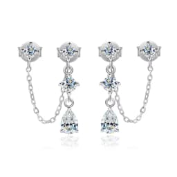 KNOBSPIN D VVS1 Moissanite Earrings for Women GRA Certified Pear Cut Pendant Tassel Earring Solid s925 Silver Dainty Ear Ring