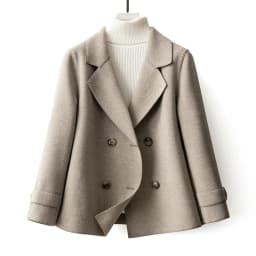 High-Quality Double-Sided Woolen Coat For Women 2026 New Short Temperament Doll Neck Mother's Outfit Woolen Coat Female Red Came
