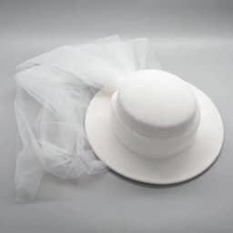 New French 100% Wool Top Hat Veil Vintage Dinner Party Elegant White Fedora Travel Light Wedding Head Dress Accessories
