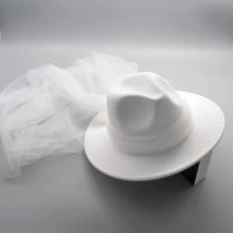 New French 100% Wool Top Hat Veil Vintage Dinner Party Elegant White Fedora Travel Light Wedding Head Dress Accessories