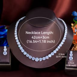 ThreeGraces Glittering Round Cubic Zirconia Tennis Necklace and Earrings Wedding Bridal Party Jewelry Set for Women T1085