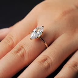 POTIY 3.5ct 5A Marquise Cut Cubic Zirconia Solitaire Engagement Ring 925 Sterling Silver Gold Plated Bridal Gift for Her